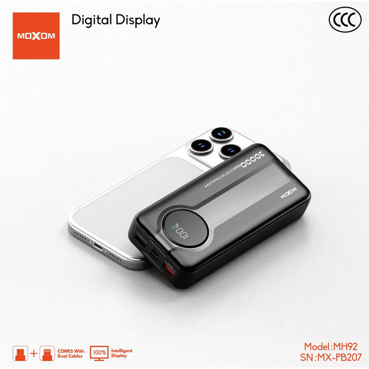 Power Bank 20.000mAh με Γρήγορη Φόρτιση 22,5W Moxom MX-PB207 - Image 6