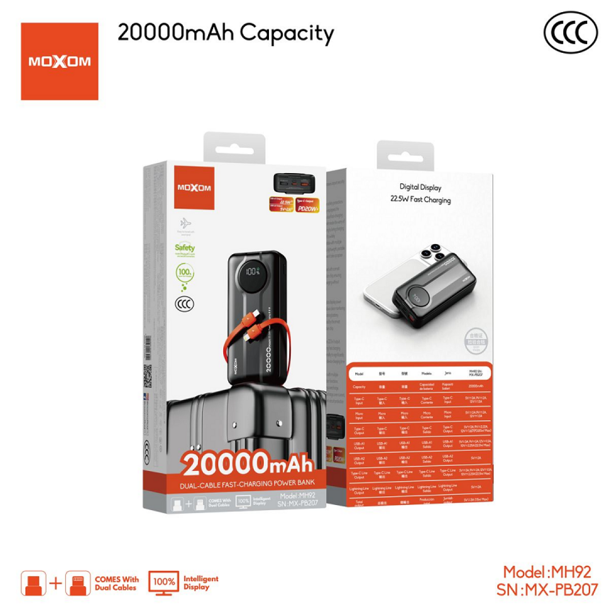 Power Bank 20.000mAh με Γρήγορη Φόρτιση 22,5W Moxom MX-PB207 - Image 8