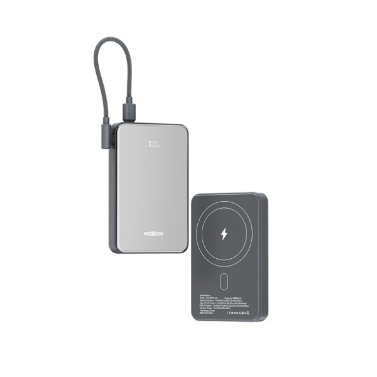 Power Bank MagSafe 10000mAh με Γρήγορη Φόρτιση 22.5W και Ενσωματωμένο Καλώδιο Type-C Moxom MX-PB194
