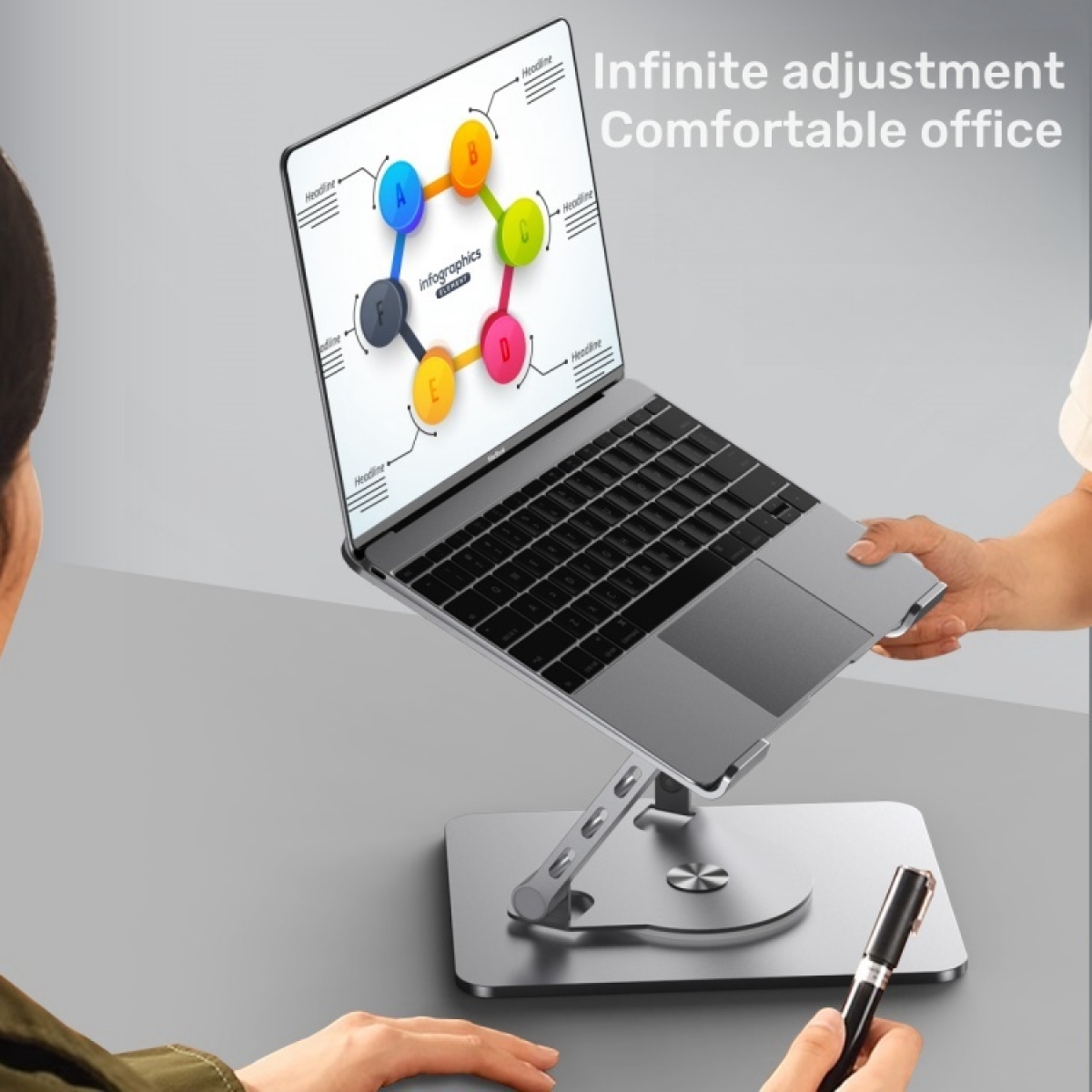 Πτυσσόμενη Βάση Laptop & Tablet Ρυθμιζόμενη με Περιστροφή 360° J25 - Image 4