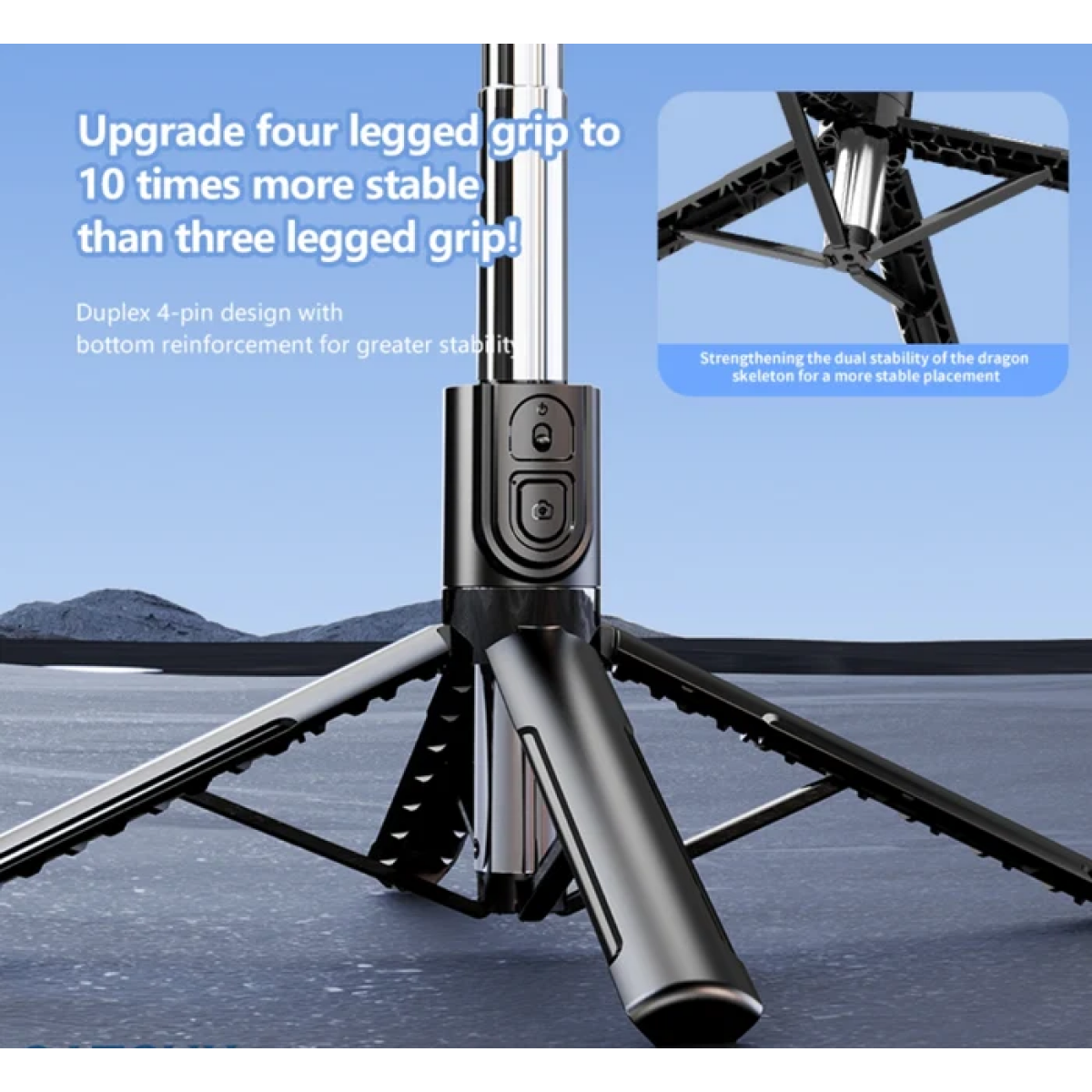 Selfie Stick 3 σε 1 με Τρίποδο, Ασύρματο Χειριστήριο και Περιστροφή 360° C18 - Image 4