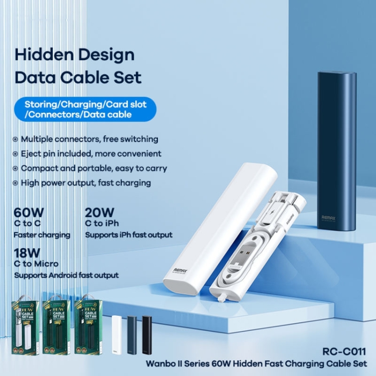 Σετ Καλωδίων Φόρτισης 4 σε 1 USB & Type-C έως 60W Remax RC-C011 - Image 9
