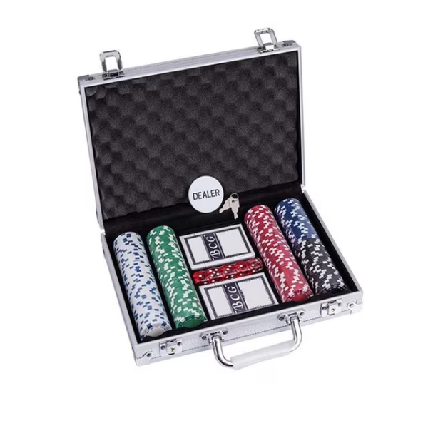 Σετ Poker 200 Τεμαχίων με Αλουμινένια Βαλίτσα, Μάρκες, Τράπουλες & Ζάρια