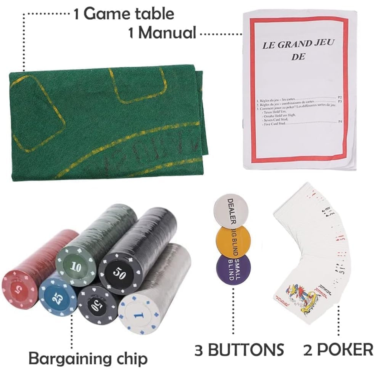 Σετ Πόκερ 300 Τεμαχίων Texas Hold’em με Βαλίτσα και Τσόχα - Image 4