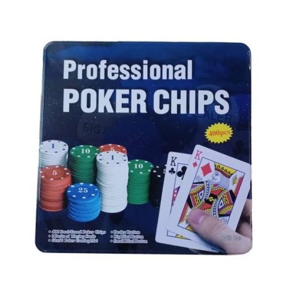 Σετ Πόκερ 400 Μάρκες με 2 Τράπουλες, Dealer Buttons & Gaming Mat