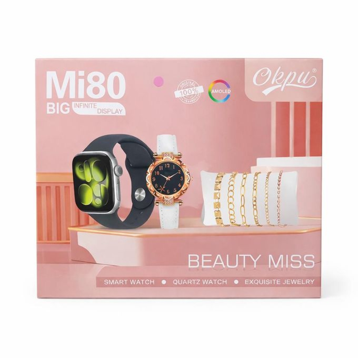 Smartwatch με Αναλογικό Ρολόι & Βραχιόλια Mi80 Beauty Miss - Image 3