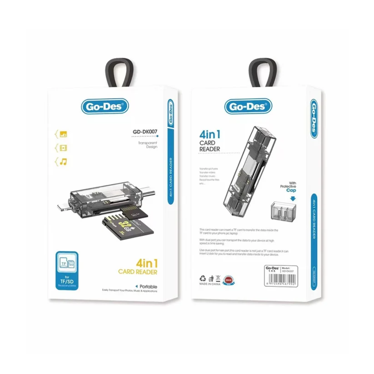 Συσκευή Ανάγνωσης Καρτών SD/TF MicroSD OTG 4 σε 1 Type-C & Lightning Go-Des GD-DK007 - Image 2