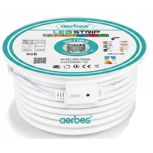 Ταινία LED RGB 5050 220V 50m 10x20mm Aerbes AB-Z1052