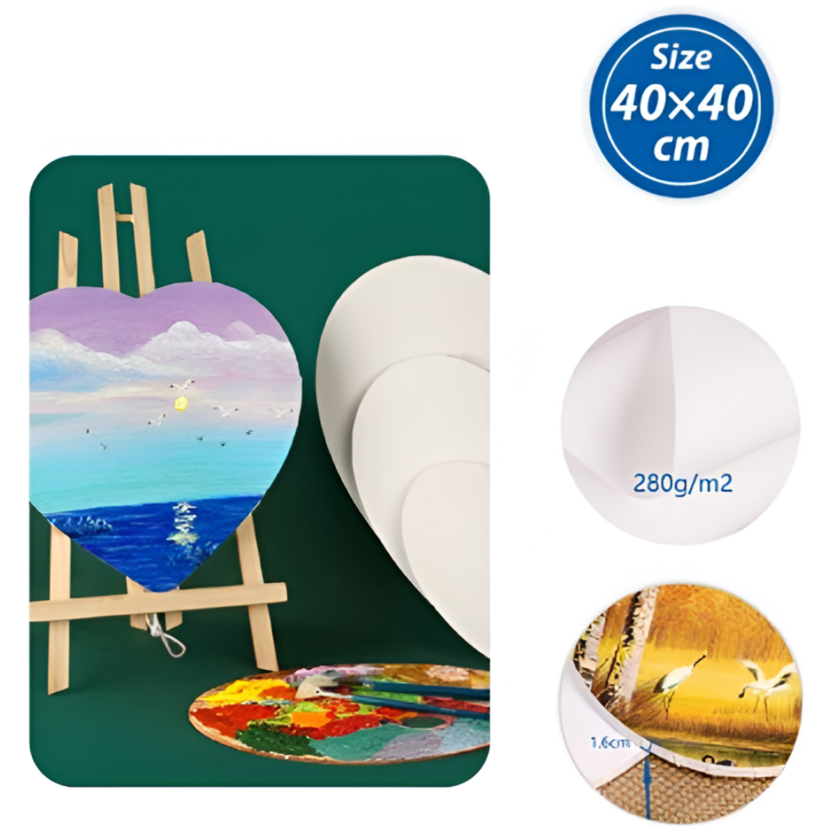 Τελαρωμένος Καμβάς Ζωγραφικής Καρδιά 280g 40x40cm Alsuomi AL6479 - Image 2