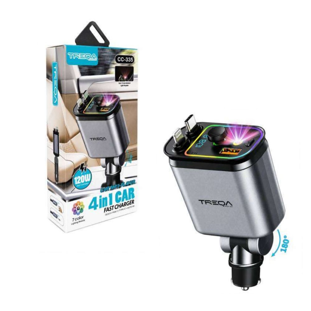 Treqa Φορτιστής Αυτοκινήτου 4 σε 1 120W CC-335
