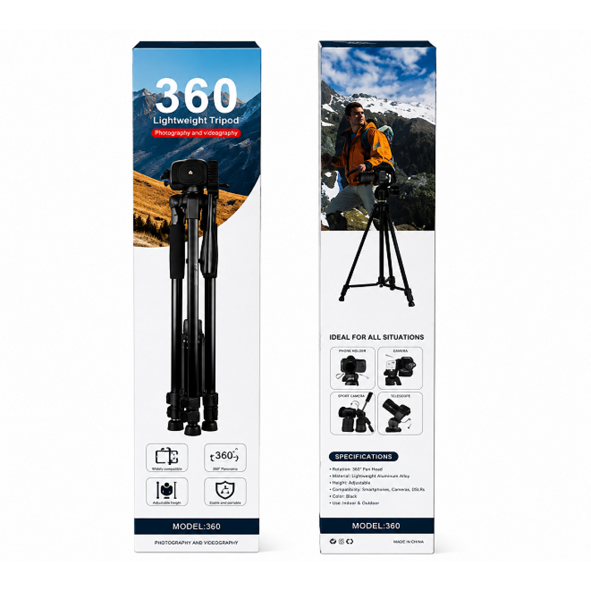 Τρίποδο Φωτογραφικής Μηχανής & Κινητού 360° Ρυθμιζόμενο και Αναδιπλούμενο με Θήκη Μεταφοράς L360 - Image 3