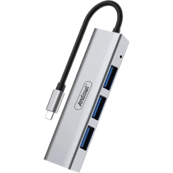 USB-C Hub 3 σε 1 με 3 Θύρες USB Andowl Q-HU808