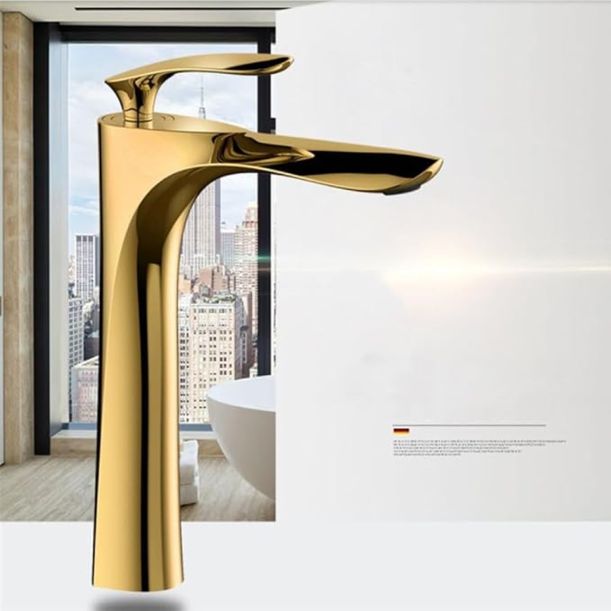 Βρύση Νιπτήρα Ψηλή Μονής Λαβής Titanium Gold 19014-41 - Image 6