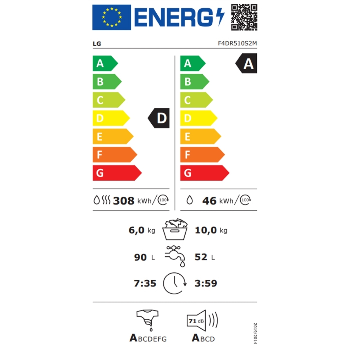 LG Πλυντήριο-Στεγνωτήριο Ρούχων 10kg/6kg Ατμού 1400 Στροφές F4DR510S2M - Image 2