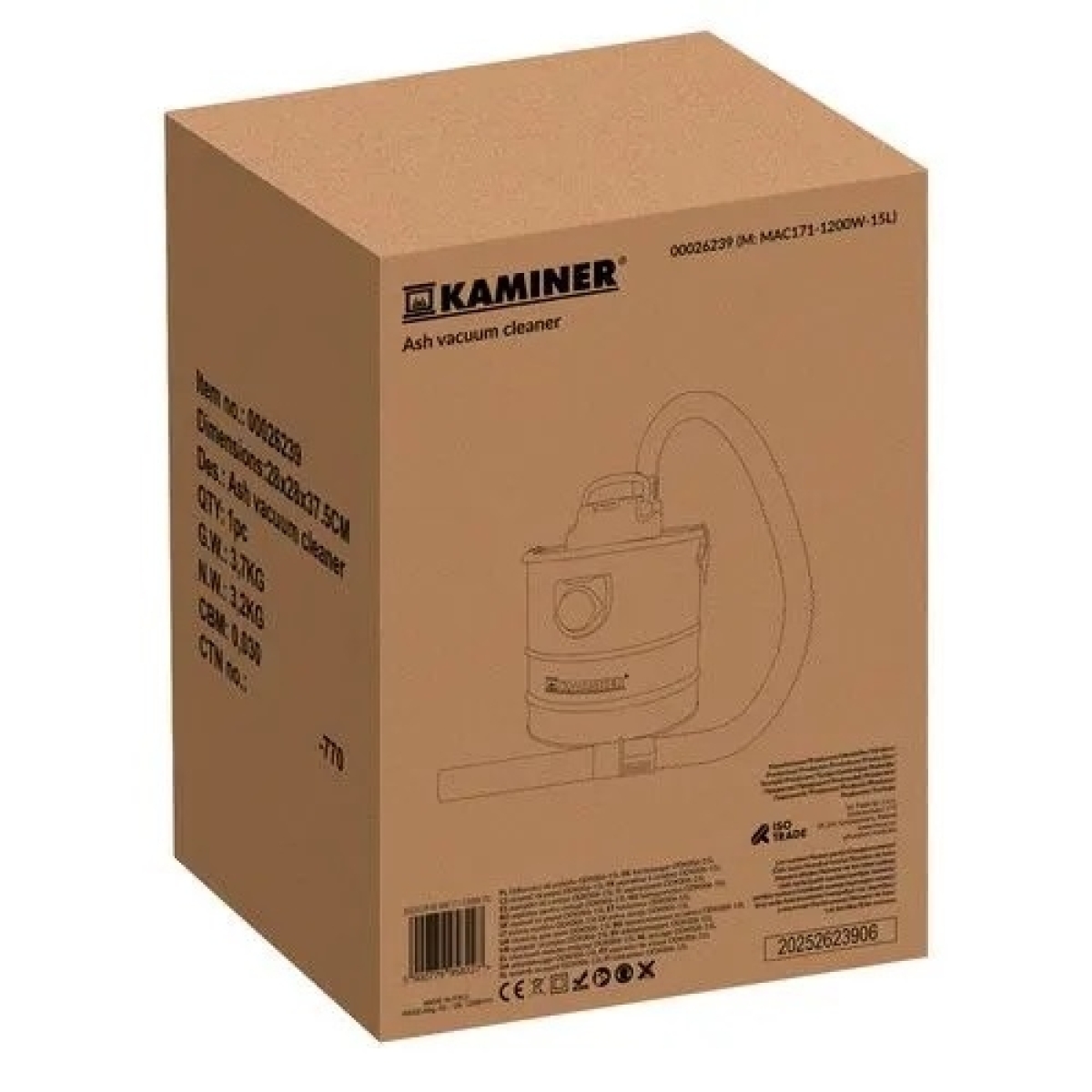 Kaminer Σκούπα Στάχτης 1200W με Κάδο 15lt 00026239 - Image 3