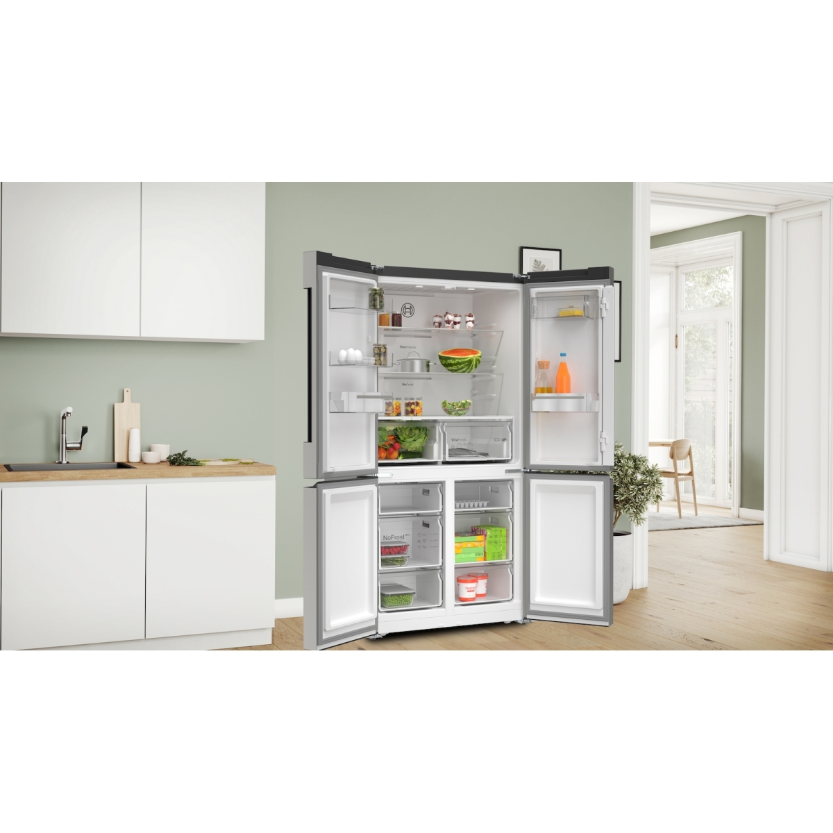 Bosch Ψυγείο Ντουλάπα 605lt Total NoFrost Υ183xΠ91xΒ73.1εκ. Brushed Steel Anti-Fingerprint KFN96VPEA - Image 4