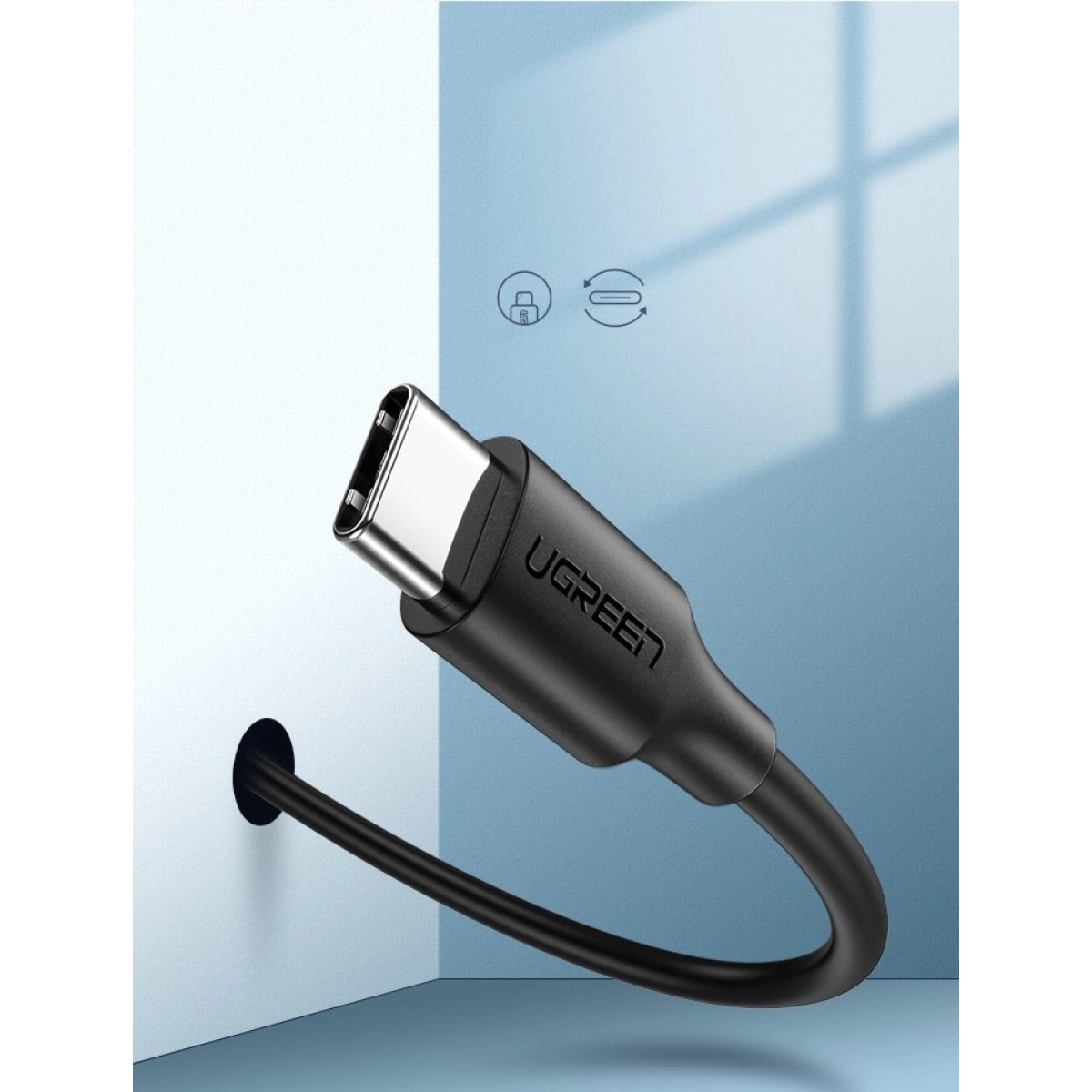 Ugreen Us287 Καλώδιο USB 2.0 USB-C male - USB-A 60W PD Μαύρο 1m 60116 - Image 4