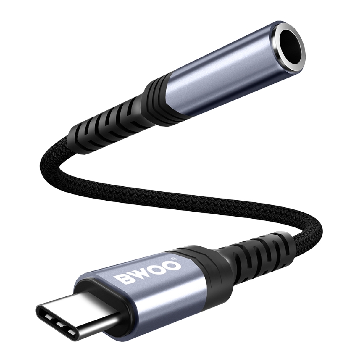 BWOO Αντάπτορας AUX 3.5mm - USB-C Ασημί/Μαύρο BZ47 - Image 3