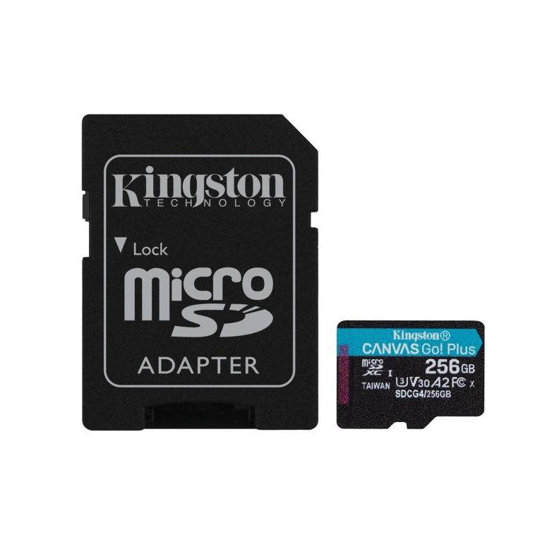 Kingston Κάρτα Μνήμης 256GB microSDXC Canvas Go Plus Gen4 200MB/s A2 U3 V30 με Αντάπτορα SDCG4/256GB