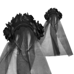 Στέκα με Μαυρόασπρα Λουλούδια & Πέπλο  Carnavalista 232405 - 1 τμχ