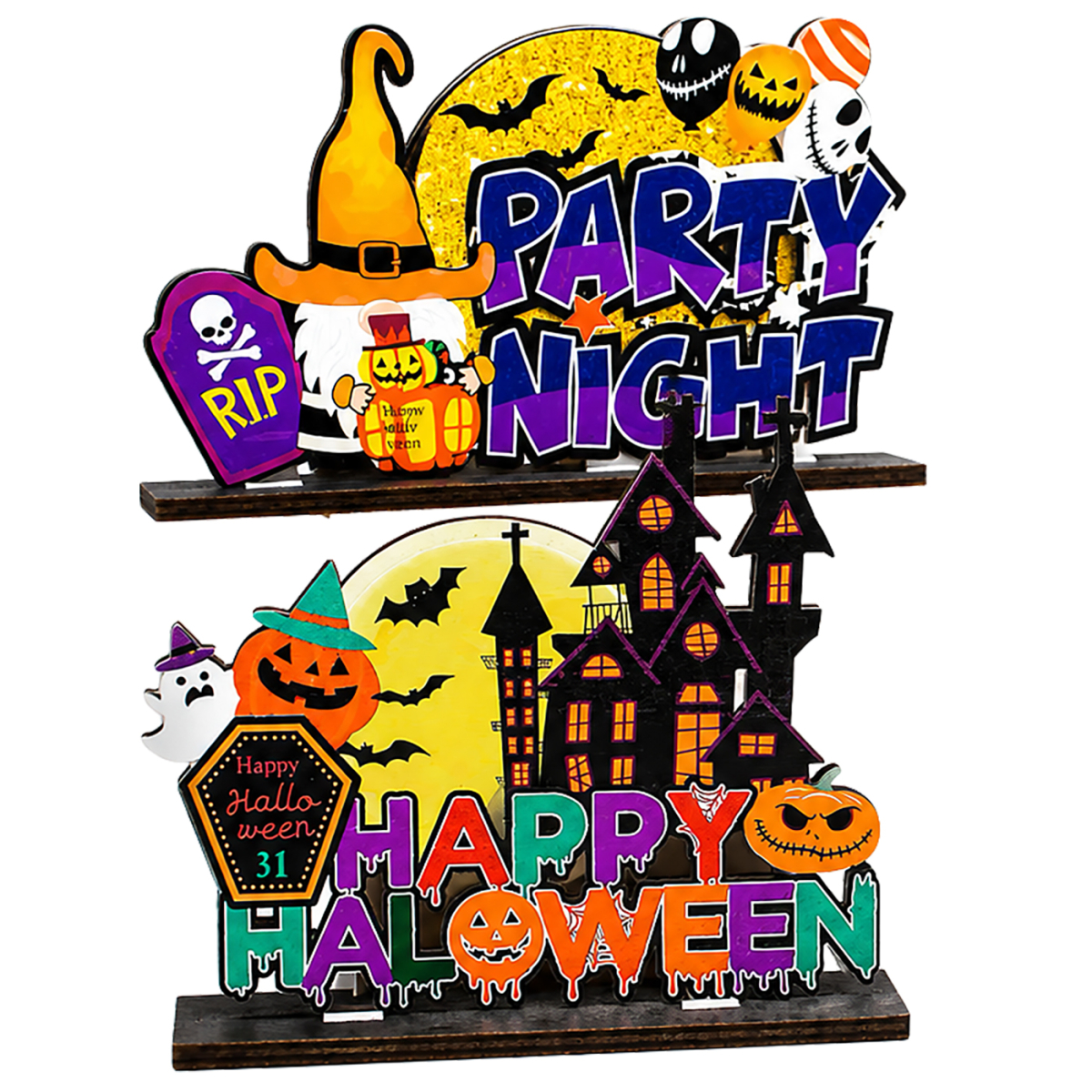 Επιτραπέζιο Ξύλινο Διακοσμητικό Halloween Παραστάσεις 18x15cm Carnavalista 232840 - 1 τμχ - Image 2