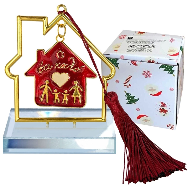 Γούρι Επιτραπέζιο Κρυστάλινο Σπιτάκι ~8x5cm Xmasfest 1133699 - 1 τμχ