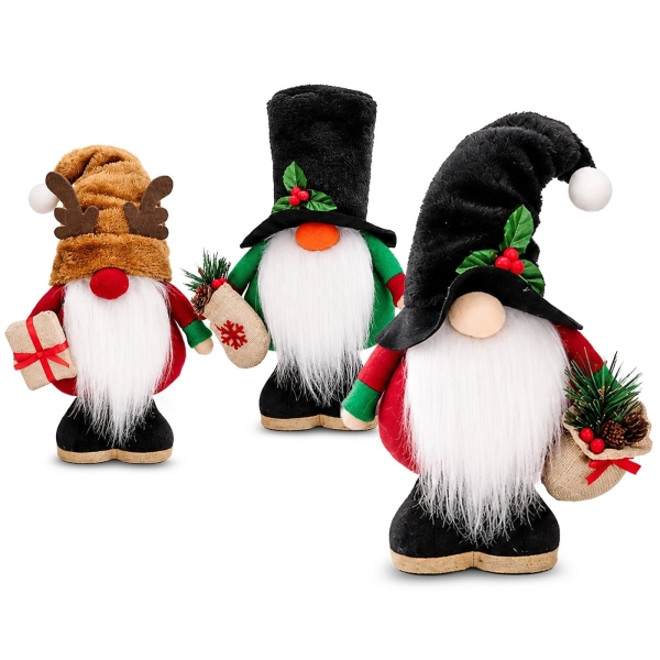 Φιγούρα Διακοσμητική Gnome με Ξύλινη Βάση 24-33cm Xmasfest 1134214 - 1 τμχ