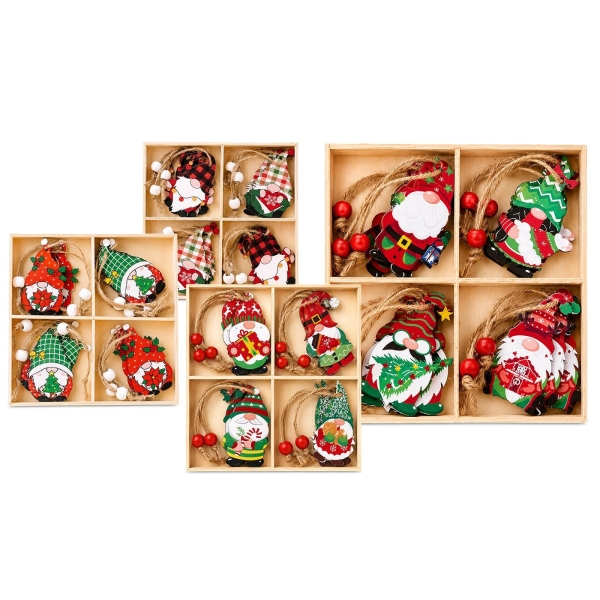 Στολίδια Ξύλινα σετ=12τεμ Σύνολο=14x14cm Τεμ=6cm Xmasfest 1134240 - 1 τμχ