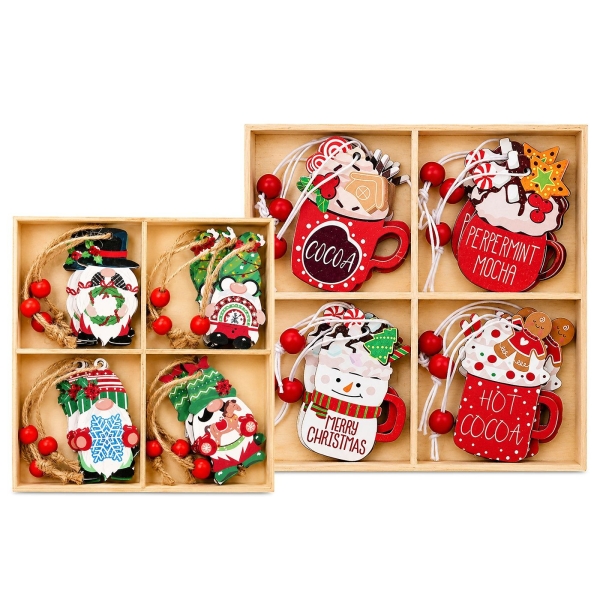 Στολίδια Ξύλινα σετ=12τεμ Σύνολο=14x14cm Τεμ=6cm Xmasfest 1134241 - 1 τμχ