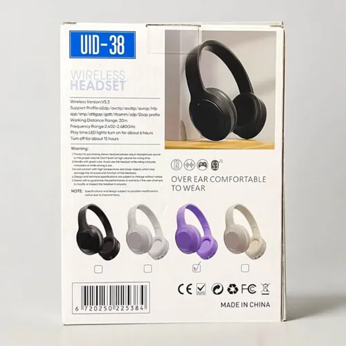 Ασύρματα Bluetooth Ακουστικά Over-Ear με Bluetooth 5.3, LED Φωτισμό & Εμβέλεια 20m UID-38 - Image 7