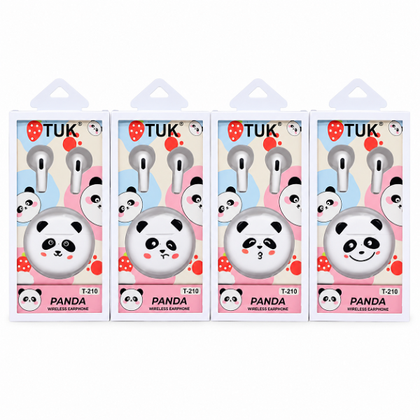 Ασύρματα Bluetooth Ακουστικά TWS Type-C σε Σχέδιο Panda με Θήκη Φόρτισης TUK T-210