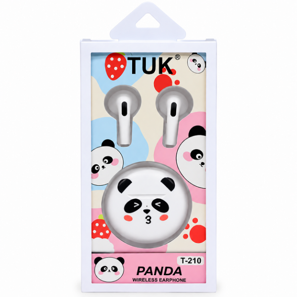 Ασύρματα Bluetooth Ακουστικά TWS Type-C σε Σχέδιο Panda με Θήκη Φόρτισης TUK T-210