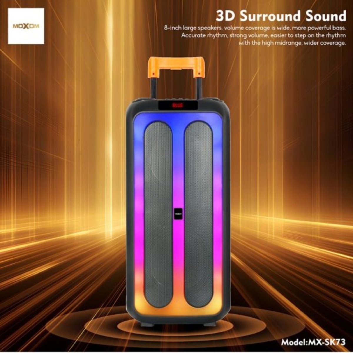 Ασύρματο Bluetooth Ηχείο RGB 40W με Μικρόφωνο & Τηλεχειρισμό Moxom MX-SK73