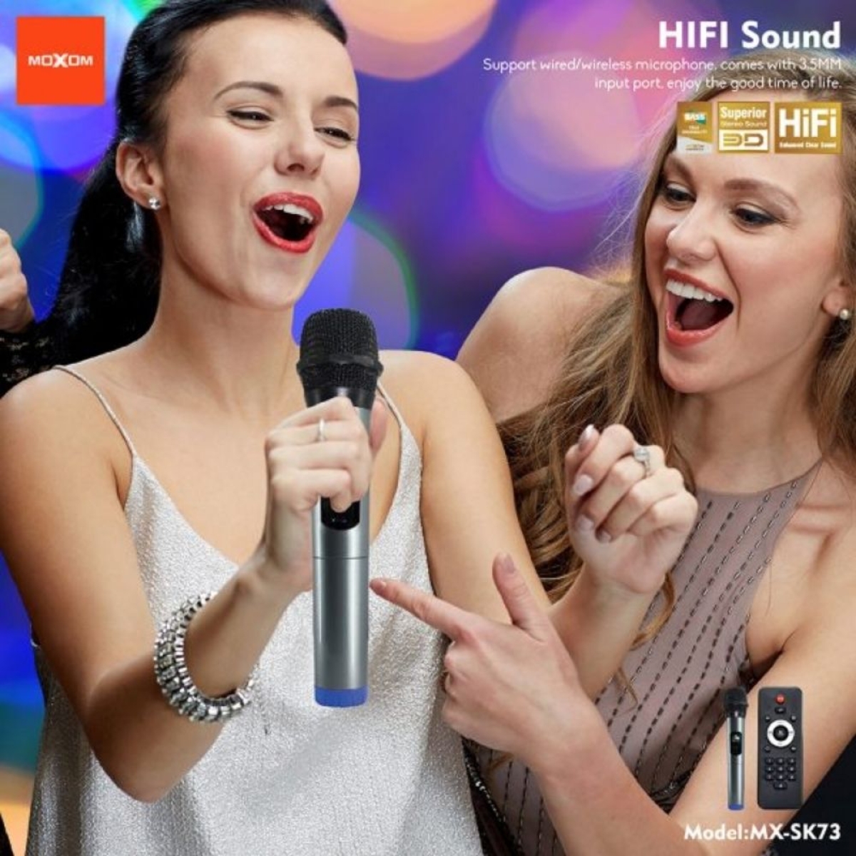 Ασύρματο Bluetooth Ηχείο RGB 40W με Μικρόφωνο & Τηλεχειρισμό Moxom MX-SK73
