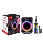 Ασύρματο ηχείο Karaoke Partybox Bluetooth 60W 8″ με βάση, ασύρματο μικρόφωνο, τηλεχειριστήριο και πολύχρωμο φωτισμό WGY-868