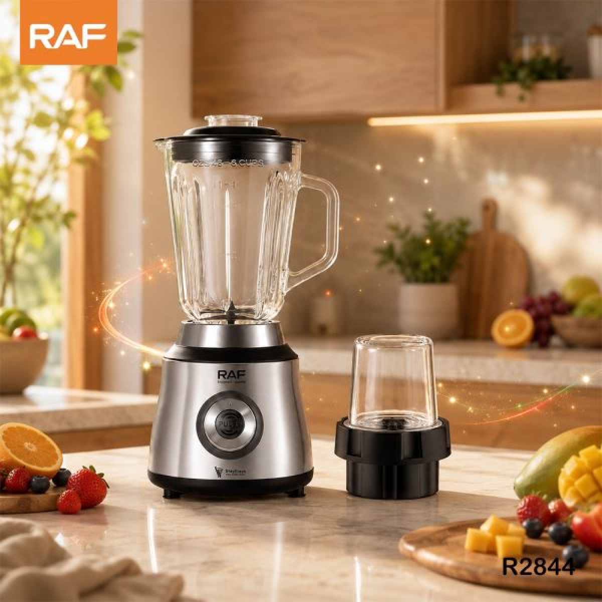 Μπλέντερ 2 σε 1 με Μύλο 450W, Γυάλινη Κανάτα 1,5L & 6 Ανοξείδωτες Λεπίδες – RAF R.2844 - Image 7