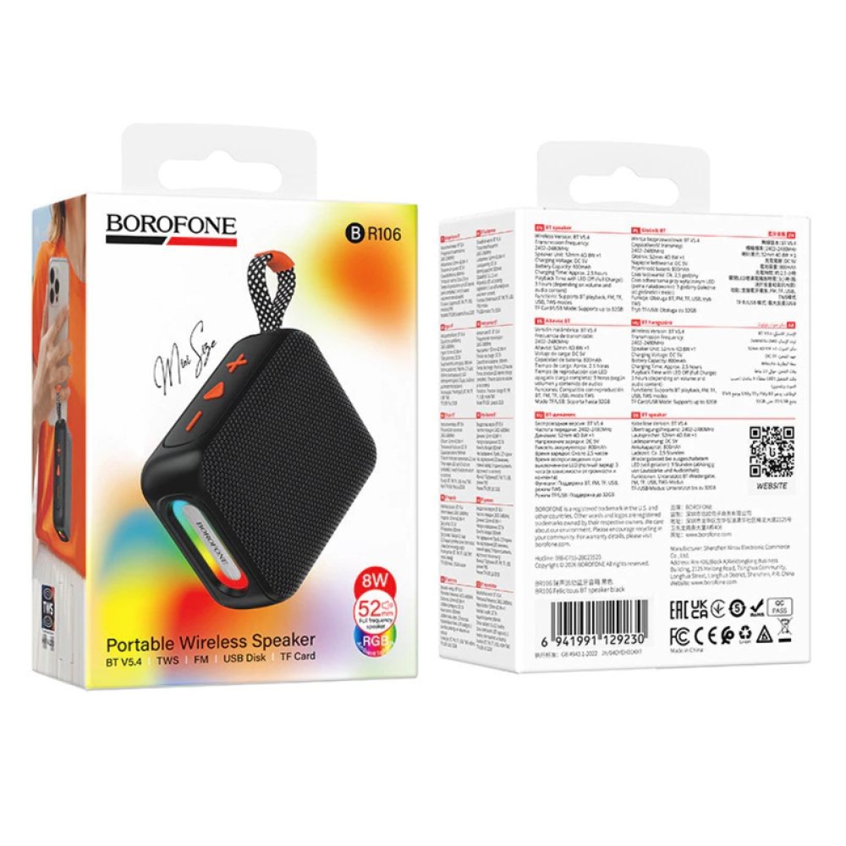 Bluetooth ηχείο Borofone BR106 5W με RGB φωτισμό και TWS
