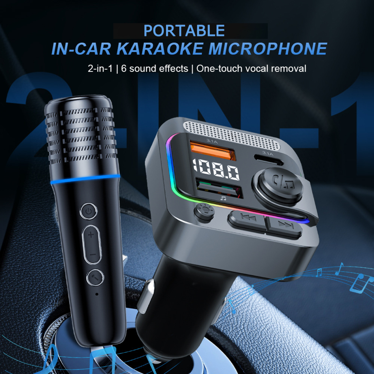 Car Karaoke Μικρόφωνο 2 σε 1 με Bluetooth, FM Radio, MP3 & Φορτιστή Αναπτήρα Αυτοκινήτου – C85 - Image 5