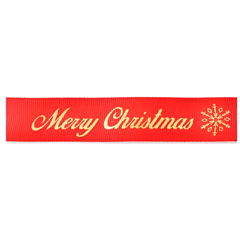 Χριστουγεννιάτικη Κορδέλα Σατέν Κόκκινη Merry Christmas 2,5cm x 13,6m 88936