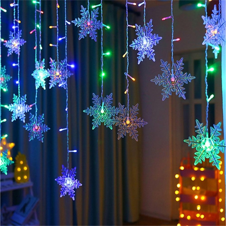 Χριστουγεννιάτικη Κουρτίνα LED RGB με Νιφάδες Χιονιού 4m 96 LED USB Aerbes AB-DC20