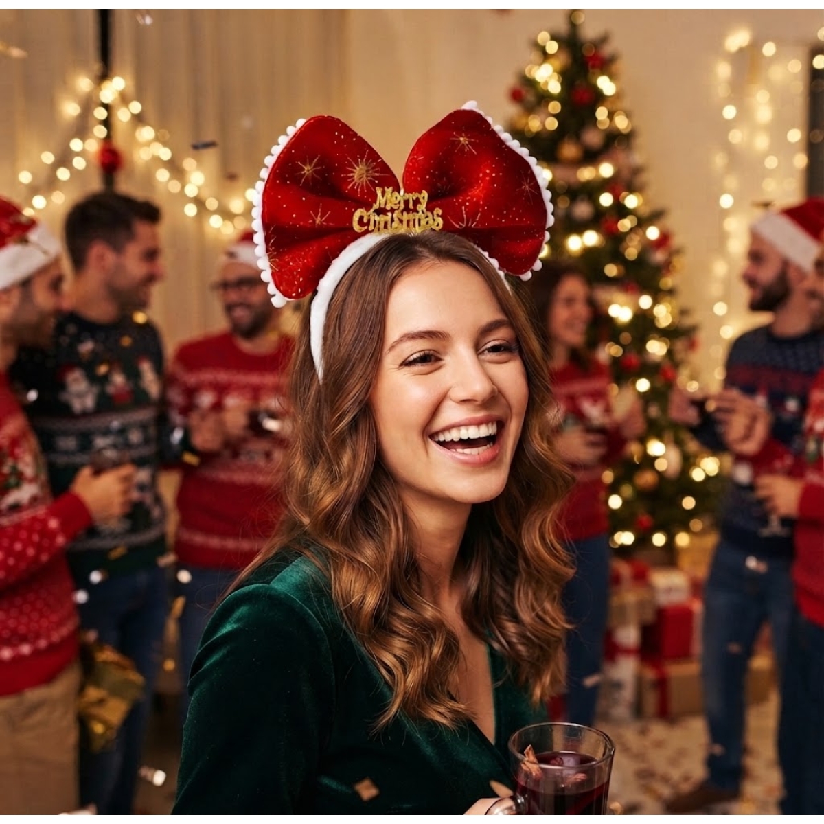 Χριστουγεννιάτικη Στέκα Μαλλιών με Φιόγκο Merry Christmas 23cm 88619