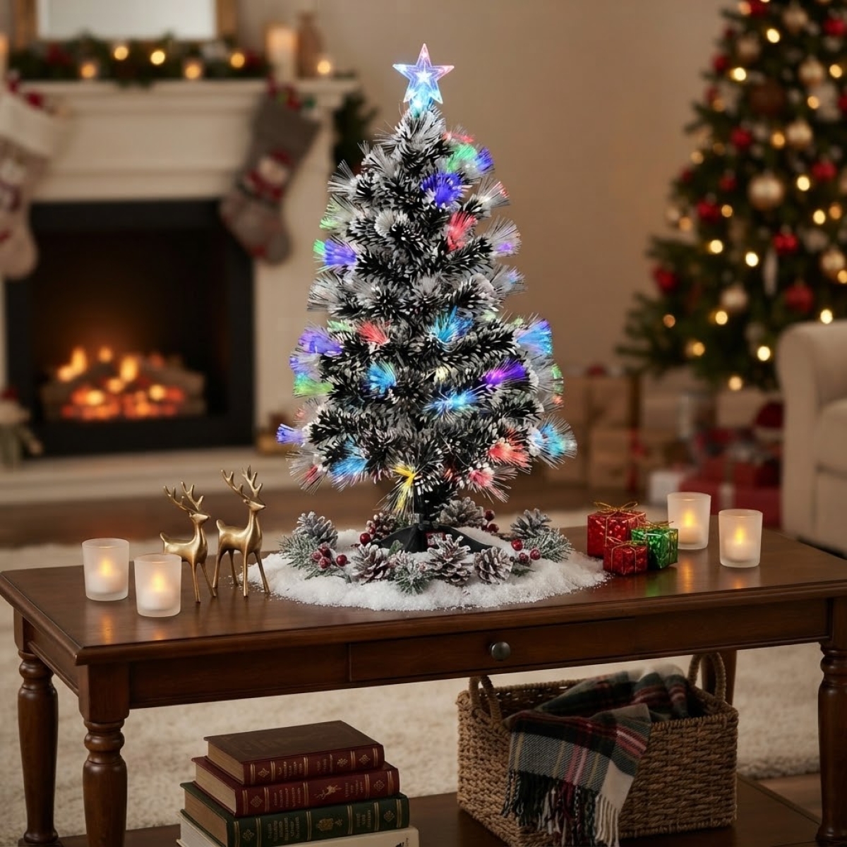 Χριστουγεννιάτικο Δέντρο Οπτικών Ινών 60cm με Πολύχρωμο Φωτισμό R226