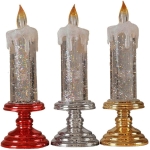 Χριστουγεννιάτικο Διακοσμητικό Κερί LED με Glitter & Εναλλαγή Χρωμάτων 24cm 26047-6