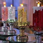 Χριστουγεννιάτικο Διακοσμητικό Κερί LED με Glitter & Εναλλαγή Χρωμάτων 24cm 26047-6 - Image 3