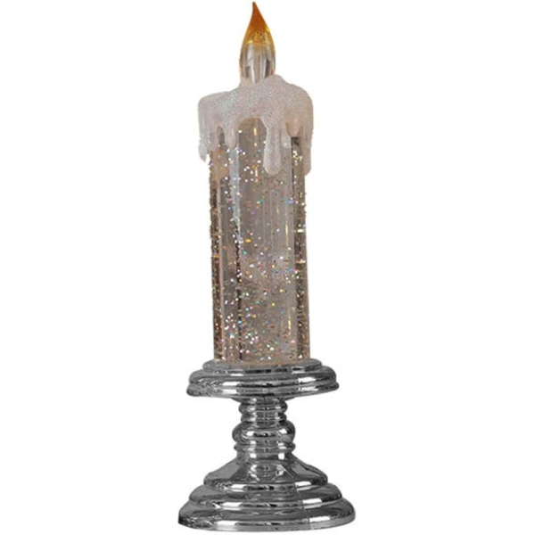 Χριστουγεννιάτικο Διακοσμητικό Κερί LED με Glitter & Εναλλαγή Χρωμάτων 24cm 26047-6