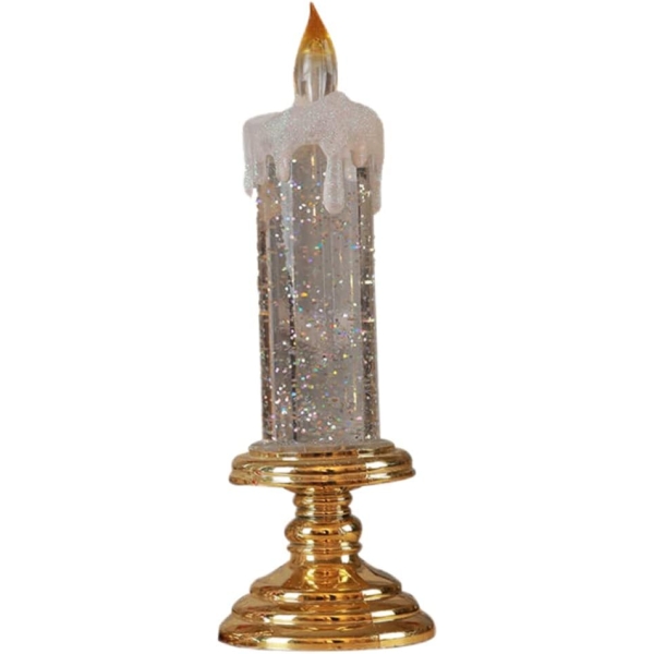 Χριστουγεννιάτικο Διακοσμητικό Κερί LED με Glitter & Εναλλαγή Χρωμάτων 24cm 26047-6