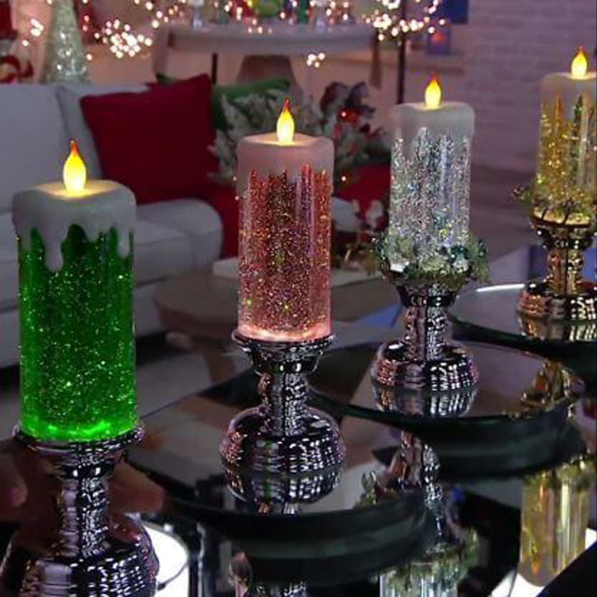 Χριστουγεννιάτικο Διακοσμητικό Κερί LED με Glitter & Εναλλαγή Χρωμάτων 24cm 26047-6 - Image 9