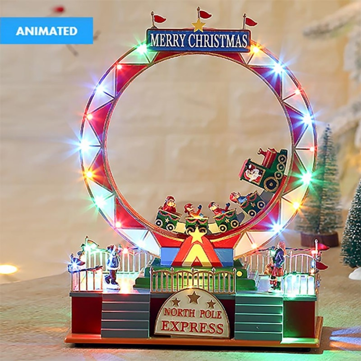 Χριστουγεννιάτικο Διακοσμητικό Roller Coaster North Pole Express με Φωτισμό, Μουσική & Κίνηση - R12 - Image 3