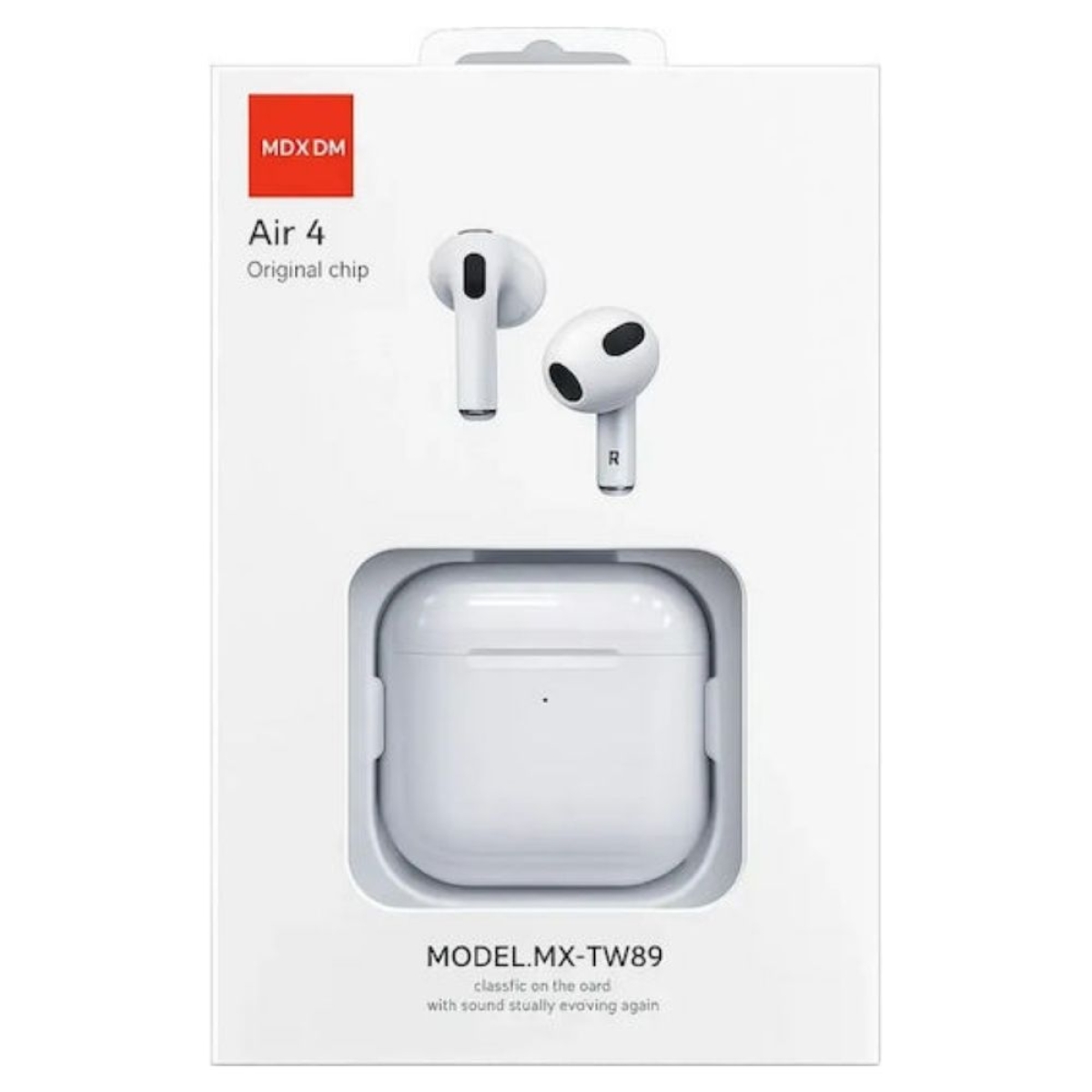 Earbud Bluetooth Handsfree Ακουστικά Air 4 με Θήκη Φόρτισης Moxom MX-TW89 Λευκά
