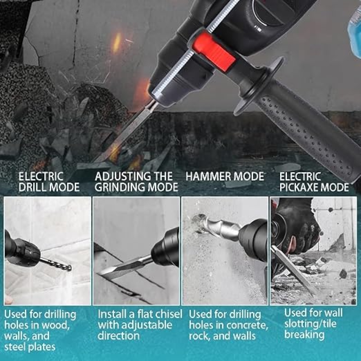 Επαναφορτιζόμενο Κρουστικό Δράπανο Brushless με 4 Λειτουργίες & 2 Μπαταρίες 48VF - Image 3